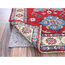 Load image into Gallery viewer, 2&#39;9&quot;x4&#39; Crimson Red, Kazak With Tribal Medallion Design, Hand Knotted, Soft And Vibrant Wool, Vegetable Dyes, Denser Weave, Sample, Mat, Oriental Rug FWR2442