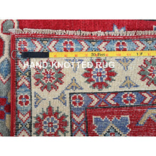 Load image into Gallery viewer, 2&#39;9&quot;x4&#39; Crimson Red, Kazak With Tribal Medallion Design, Hand Knotted, Soft And Vibrant Wool, Vegetable Dyes, Denser Weave, Sample, Mat, Oriental Rug FWR2442