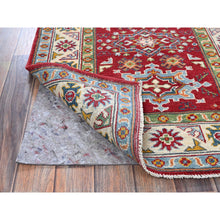 Load image into Gallery viewer, 3&#39;x4&#39; Crimson Red, Kazak With Geometric Medallions Design, Hand Knotted, Soft And Velvety Wool, Natural Dyes, Denser Weave, Oriental Rug FWR2460