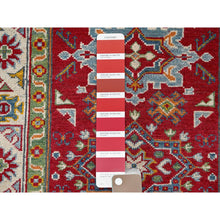 Load image into Gallery viewer, 3&#39;x4&#39; Crimson Red, Kazak With Geometric Medallions Design, Hand Knotted, Soft And Velvety Wool, Natural Dyes, Denser Weave, Oriental Rug FWR2460