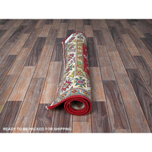 Load image into Gallery viewer, 3&#39;x4&#39; Crimson Red, Kazak With Geometric Medallions Design, Hand Knotted, Soft And Velvety Wool, Natural Dyes, Denser Weave, Oriental Rug FWR2460