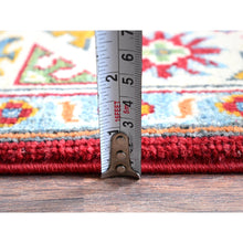 Load image into Gallery viewer, 3&#39;x4&#39; Crimson Red, Kazak With Geometric Medallions Design, Hand Knotted, Soft And Velvety Wool, Natural Dyes, Denser Weave, Oriental Rug FWR2460