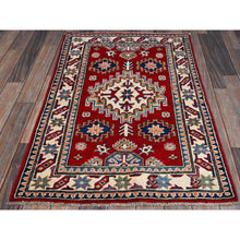 Load image into Gallery viewer, 2&#39;7&quot;x4&#39; Auburn Red, Kazak With Geometric Medallion Design, Vegetable Dyes, Hand Knotted, Soft And Velvety Wool, Denser Weave, Sample, Mat, Oriental Rug FWR2466
