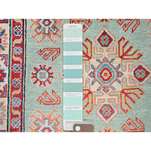 Load image into Gallery viewer, 3&#39;5&quot;x5&#39; Honeydew Green, Kazak With Tribal Design, Natural Dyes, Soft And Velvety Wool, Hand Knotted, Denser Weave, Oriental Rug FWR2478