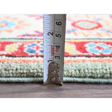 Load image into Gallery viewer, 3&#39;5&quot;x5&#39; Honeydew Green, Kazak With Tribal Design, Natural Dyes, Soft And Velvety Wool, Hand Knotted, Denser Weave, Oriental Rug FWR2478