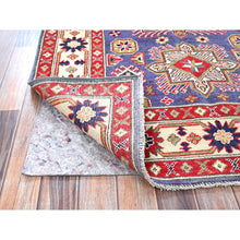 Load image into Gallery viewer, 4&#39;x6&#39;1&quot; Iris Purple, Kazak with Geometric Medallions Design, Hand Knotted, Soft and Shiny Wool, Vegetable Dyes, Denser Weave, Oriental Rug FWR2502