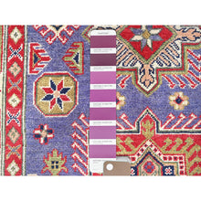 Load image into Gallery viewer, 4&#39;x6&#39;1&quot; Iris Purple, Kazak With Geometric Medallions Design, Hand Knotted, Soft And Shiny Wool, Vegetable Dyes, Denser Weave, Oriental Rug FWR2502