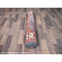 Load image into Gallery viewer, 4&#39;x6&#39;1&quot; Iris Purple, Kazak with Geometric Medallions Design, Hand Knotted, Soft and Shiny Wool, Vegetable Dyes, Denser Weave, Oriental Rug FWR2502
