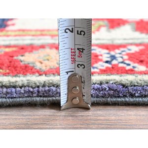 4'x6'1" Iris Purple, Kazak with Geometric Medallions Design, Hand Knotted, Soft and Shiny Wool, Vegetable Dyes, Denser Weave, Oriental Rug FWR2502