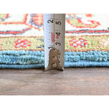 Load image into Gallery viewer, 4&#39;x6&#39; Baby Blue, Kazak with Geometric Medallions Design, Hand Knotted, Soft and Shiny Wool, Natural Dyes, Denser Weave, Oriental Rug FWR2508