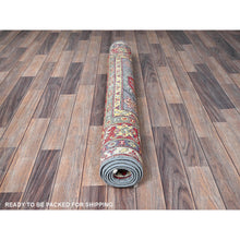 Load image into Gallery viewer, 4&#39;1&quot;x5&#39;10&quot; Pewter Gray, Kazak with Geometric Medallions Design, Soft and Shiny Wool, Hand Knotted, Vegetable Dyes, Denser Weave, Oriental Rug FWR2514