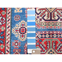 Load image into Gallery viewer, 4&#39;1&quot;x6&#39; Carolina Blue, Kazak with Geometric Medallions Design, Hand Knotted, Soft and Vibrant Wool, Vegetable Dyes, Denser Weave, Oriental Rug FWR2538