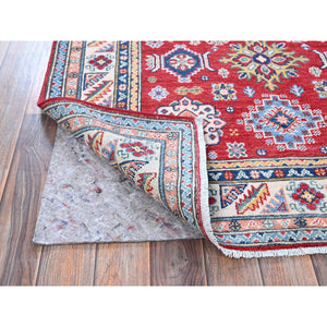 4'x6' Imperial Red, Kazak with Geometric Medallions Design, Soft and Shiny Wool, Hand Knotted, Vegetable Dyes, Denser Weave, Oriental Rug FWR2556