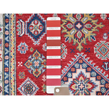 Load image into Gallery viewer, 4&#39;x6&#39; Imperial Red, Kazak with Geometric Medallions Design, Soft and Shiny Wool, Hand Knotted, Vegetable Dyes, Denser Weave, Oriental Rug FWR2556