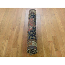 Load image into Gallery viewer, 4&#39;x10&#39;4&quot; Blue Akstafa Design Antique Caucasian Wide Runner Hand-knotted Pure Wool Oriental Rug FWR257196