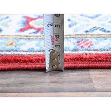 Load image into Gallery viewer, 2&#39;7&quot;x6&#39;5&quot; Chili Red, Kazak With Geometric Medallions Design, Soft And Shiny Wool, Hand Knotted, Vegetable Dyes, Denser Weave, Runner, Oriental Rug FWR2568