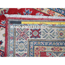Load image into Gallery viewer, 2&#39;7&quot;x6&#39;5&quot; Chili Red, Kazak With Geometric Medallions Design, Soft And Shiny Wool, Hand Knotted, Vegetable Dyes, Denser Weave, Runner, Oriental Rug FWR2568