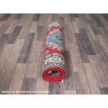 Load image into Gallery viewer, 2&#39;9&quot;x6&#39;8&quot; Angels Red, Kazak With Tribal Medallions Design, Hand Knotted, Soft And Shiny Wool, Vegetable Dyes, Denser Weave, Runner, Oriental Rug FWR2580