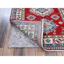 Load image into Gallery viewer, 2&#39;9&quot;x6&#39;3&quot; Crimson Red, Kazak With Geometric Medallions Design, Soft And Vibrant Wool, Hand Knotted, Vegetable Dyes, Denser Weave, Runner, Oriental Rug FWR2586