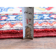 Load image into Gallery viewer, 2&#39;9&quot;x6&#39;3&quot; Crimson Red, Kazak With Geometric Medallions Design, Soft And Vibrant Wool, Hand Knotted, Vegetable Dyes, Denser Weave, Runner, Oriental Rug FWR2586
