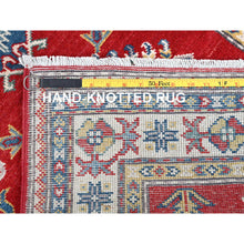 Load image into Gallery viewer, 2&#39;9&quot;x6&#39;3&quot; Crimson Red, Kazak With Geometric Medallions Design, Soft And Vibrant Wool, Hand Knotted, Vegetable Dyes, Denser Weave, Runner, Oriental Rug FWR2586