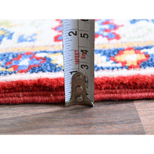 Load image into Gallery viewer, 2&#39;9&quot;x6&#39;6&quot; Arsenal Red, Kazak With Geometric Medallions Design, Soft And Vibrant Wool, Hand Knotted, Vegetable Dyes, Denser Weave, Runner, Oriental Rug FWR2592