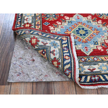 Load image into Gallery viewer, 2&#39;8&quot;x6&#39;7&quot; Ajax Red, Kazak With Geometric Medallions Design, Soft And Vibrant Wool, Hand Knotted, Vegetable Dyes, Denser Weave, Runner, Oriental Rug FWR2598