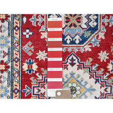 Load image into Gallery viewer, 2&#39;8&quot;x6&#39;7&quot; Ajax Red, Kazak With Geometric Medallions Design, Soft And Vibrant Wool, Hand Knotted, Vegetable Dyes, Denser Weave, Runner, Oriental Rug FWR2598