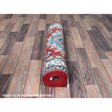 Load image into Gallery viewer, 2&#39;8&quot;x6&#39;7&quot; Ajax Red, Kazak With Geometric Medallions Design, Soft And Vibrant Wool, Hand Knotted, Vegetable Dyes, Denser Weave, Runner, Oriental Rug FWR2598