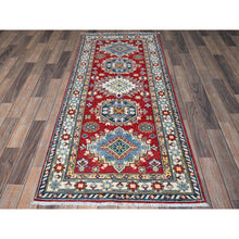 Load image into Gallery viewer, 2&#39;9&quot;x6&#39;4&quot; Chili Red, Kazak With Geometric Medallions Design, Hand Knotted, Soft And Velvety Wool, Vegetable Dyes, Denser Weave, Runner, Oriental Rug FWR2604