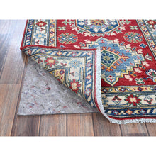 Load image into Gallery viewer, 2&#39;9&quot;x6&#39;4&quot; Chili Red, Kazak With Geometric Medallions Design, Hand Knotted, Soft And Velvety Wool, Vegetable Dyes, Denser Weave, Runner, Oriental Rug FWR2604