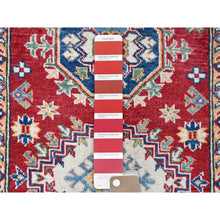 Load image into Gallery viewer, 2&#39;9&quot;x6&#39;4&quot; Chili Red, Kazak With Geometric Medallions Design, Hand Knotted, Soft And Velvety Wool, Vegetable Dyes, Denser Weave, Runner, Oriental Rug FWR2604