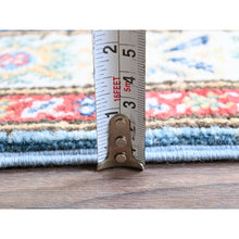 Load image into Gallery viewer, 2&#39;6&quot;x6&#39;2&quot; Carolina Blue, Kazak with Geometric Medallions Design, Hand Knotted, Soft and Shiny Wool, Vegetable Dyes, Denser Weave, Runner, Oriental Rug Sh435 FWR2610