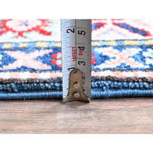 Load image into Gallery viewer, 2&#39;7&quot;x6&#39;7&quot; Imperial Blue, Kazak with Tribal Design, Hand Knotted, Soft and Shiny Wool, Vegetable Dyes, Denser Weave, Runner, Oriental Rug Sh437 FWR2622