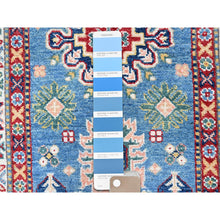 Load image into Gallery viewer, 2&#39;7&quot;x6&#39;4&quot; Carolina Blue, Kazak with Tribal Medallion Design, Soft and Shiny Wool, Hand Knotted, Vegetable Dyes, Denser Weave, Runner, Oriental Rug Sh438 FWR2628