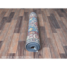 Load image into Gallery viewer, 2&#39;7&quot;x6&#39;4&quot; Carolina Blue, Kazak with Tribal Medallion Design, Soft and Shiny Wool, Hand Knotted, Vegetable Dyes, Denser Weave, Runner, Oriental Rug Sh438 FWR2628