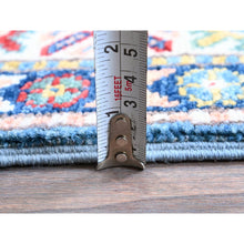 Load image into Gallery viewer, 2&#39;7&quot;x6&#39;4&quot; Carolina Blue, Kazak with Tribal Medallion Design, Soft and Shiny Wool, Hand Knotted, Vegetable Dyes, Denser Weave, Runner, Oriental Rug Sh438 FWR2628