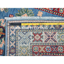 Load image into Gallery viewer, 2&#39;7&quot;x6&#39;4&quot; Carolina Blue, Kazak with Tribal Medallion Design, Soft and Shiny Wool, Hand Knotted, Vegetable Dyes, Denser Weave, Runner, Oriental Rug Sh438 FWR2628