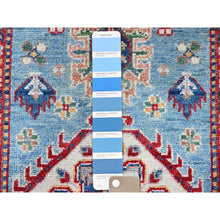 Load image into Gallery viewer, 2&#39;8&quot;x6&#39;6&quot; Ruddy Blue, Kazak with Tribal Design, Soft and Shiny Wool, Vegetable Dyes, Hand Knotted, Denser Weave, Runner, Oriental Rug Sh440 FWR2640