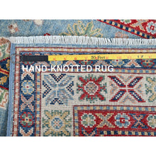 Load image into Gallery viewer, 2&#39;8&quot;x6&#39;6&quot; Ruddy Blue, Kazak with Tribal Design, Soft and Shiny Wool, Vegetable Dyes, Hand Knotted, Denser Weave, Runner, Oriental Rug Sh440 FWR2640