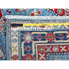 Load image into Gallery viewer, 2&#39;7&quot;x6&#39;7&quot; Carolina Blue, Kazak with Tribal Medallion Design, Soft and Shiny Wool, Hand Knotted, Vegetable Dyes, Denser Weave, Runner, Oriental Rug Sh442 FWR2652