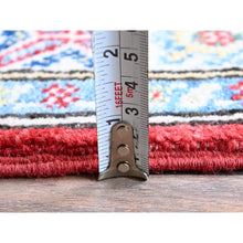 Load image into Gallery viewer, 2&#39;8&quot;x6&#39;4&quot; Berry Red, Kazak With Geometric Medallions Design, Hand Knotted, Soft And Velvety Wool, Vegetable Dyes, Denser Weave, Runner, Oriental Rug FWR2664
