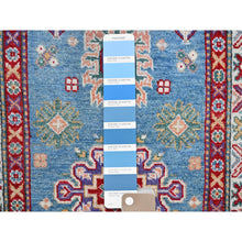 Load image into Gallery viewer, 2&#39;8&quot;x6&#39;4&quot; Maya Blue, Kazak with Tribal Medallion Design, Soft and Shiny Wool, Hand Knotted, Vegetable Dyes, Denser Weave, Runner, Oriental Rug Sh446 FWR2676