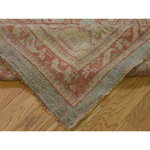10'10"x15'3" Cinnamon and Green Oversized Antique Turkish Oushak Exc Condition Pure Wool Hand-Knotted Oriental Rug FWR268428