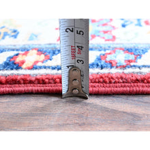 Load image into Gallery viewer, 2&#39;9&quot;x6&#39;7&quot; Crimson Red, Kazak With Geometric Medallions Design, Denser Weave, Soft And Velvety Wool, Hand Knotted, Vegetable Dyes, Runner, Oriental Rug FWR2682