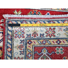 Load image into Gallery viewer, 2&#39;9&quot;x6&#39;6&quot; Arsenal Red, Kazak With Geometric Medallions Design, Soft And Shiny Wool, Hand Knotted, Vegetable Dyes, Denser Weave, Runner, Oriental Rug FWR2688