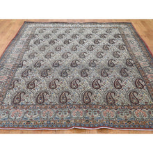 Load image into Gallery viewer, 6&#39;3&quot;x8&#39;9&quot; Ivory Antique Persian Qum Good Condition Paisley Design Hand-knotted Fine Oriental Rug FWR269634