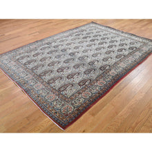 Load image into Gallery viewer, 6&#39;3&quot;x8&#39;9&quot; Ivory Antique Persian Qum Good Condition Paisley Design Hand-knotted Fine Oriental Rug FWR269634