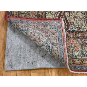 6'3"x8'9" Ivory Antique Persian Qum Good Condition Paisley Design Hand-knotted Fine Oriental Rug FWR269634