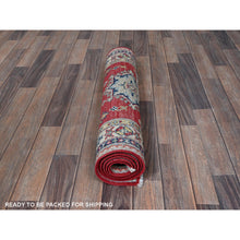 Load image into Gallery viewer, 2&#39;8&quot;x6&#39;5&quot; Berry Red, Kazak With Geometric Medallions Design, Hand Knotted, Soft And Velvety Wool, Vegetable Dyes, Denser Weave, Runner, Oriental Rug FWR2700